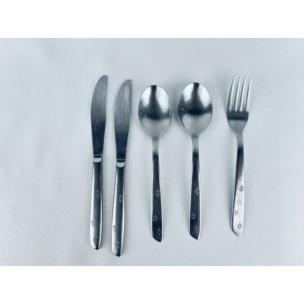 Stainless Japan Flatware 5 Atomic Starbursts MCM 5 Pieces - Lot Of 5 Silverware